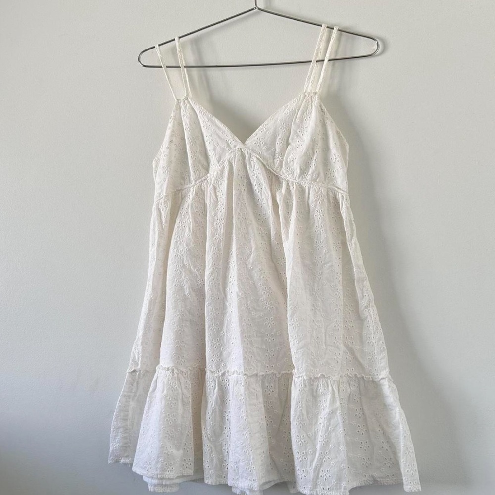 White Eyelet Babydoll Mini Dress